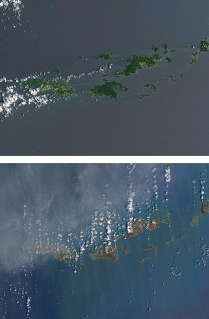 Virgin Islands before and after Hurricane Irma