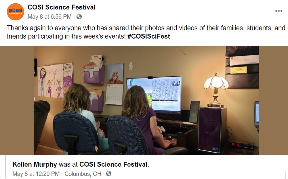 COSI Science Festival social media post image of kids at computers