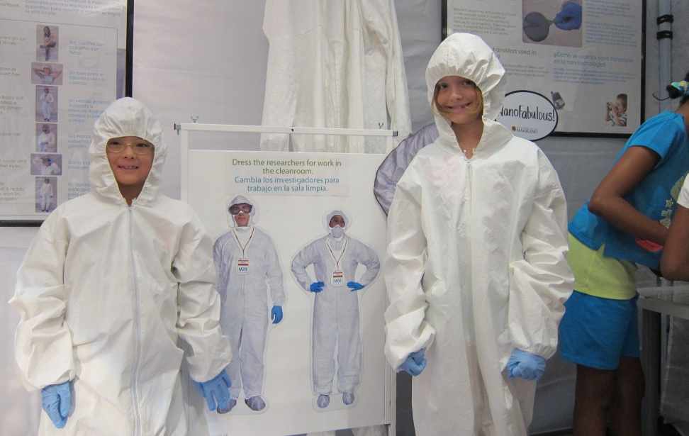 UMD MRSEC campers explore the Cleanroom.