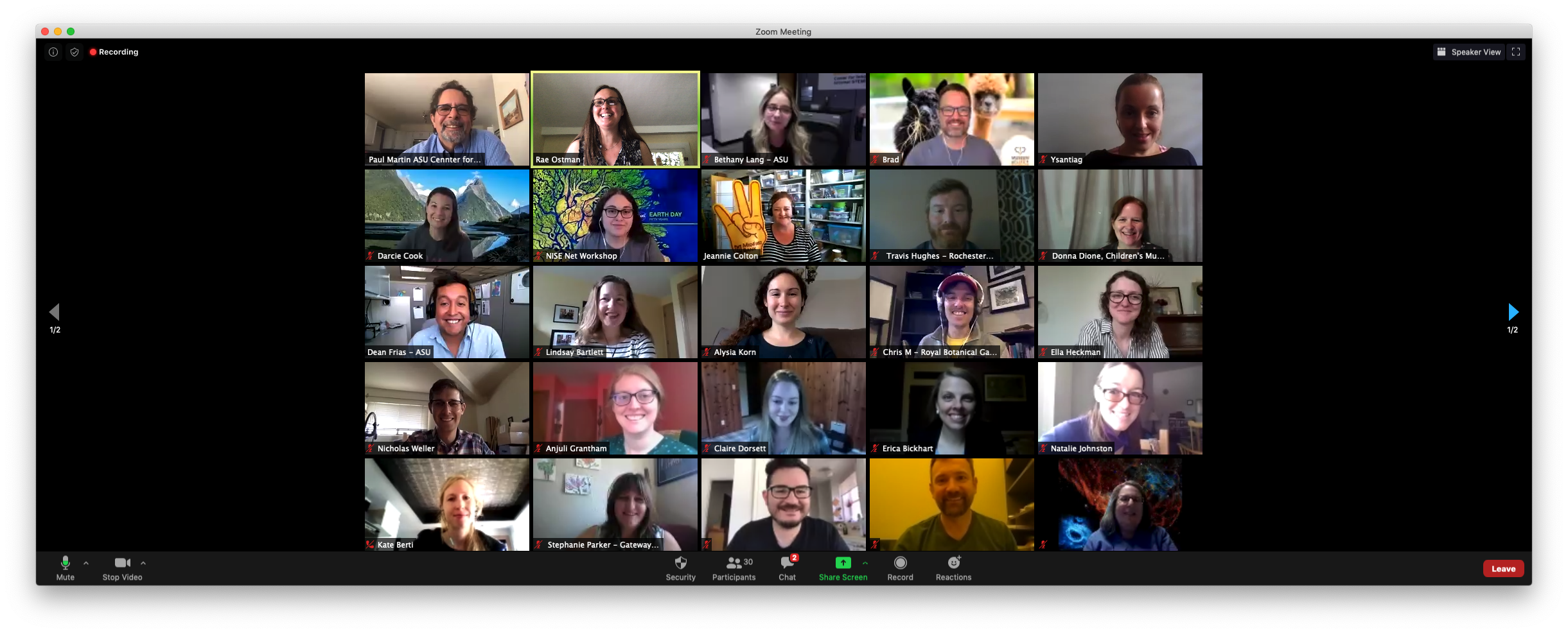 Sustainability Cohort C virtual workshop screenshot