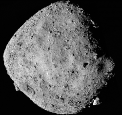 Asteroid Bennu mosaic image taken by OSIRIS-REx spacecraft in 2018 Image Credit to NASA, Goddard, and University of Arizona