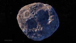An artist’s concept of asteroid Psyche. Credit: Maxar/ASU/P. Rubin/NASA/JPL-Caltech