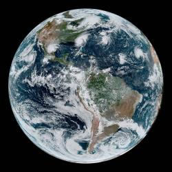 Earth western hemisphere courtesy NASA credit NASA Earth Observatory Joshua Stevens NOAA National Environmental Satellite Data and Information Service Caption Kathryn Hansen