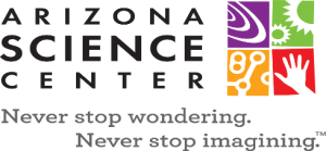 Arizona Science Center logo Never stop wondering never stop imagining