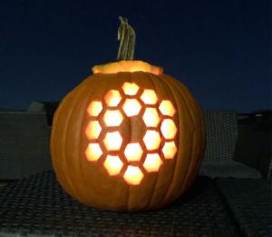 Webb Telescope Pumpkin design carved into a pumpkin