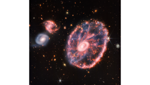 Webb Cartwheel Galaxy NIRCam and MIRI Composite Image from the James Webb Space Telescope credits- NASA, ESA, CSA, STScI, Webb ERO Production Team August 2022