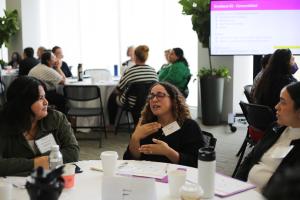People talking during Engaging Hispanic Communities meeting discussions in Charlotte North Carolina 2023