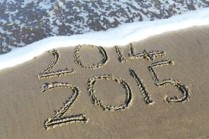 Happy New Year 2025 in beach sand