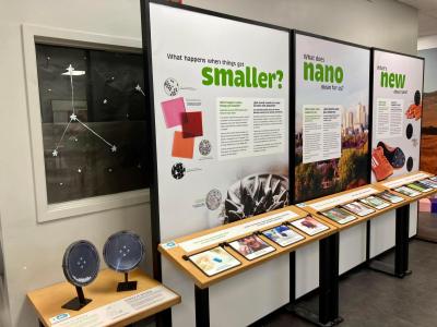 Lewisburg Nano exhibition setup along wall