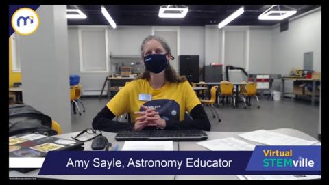 Educator discussing virtual astronomy days