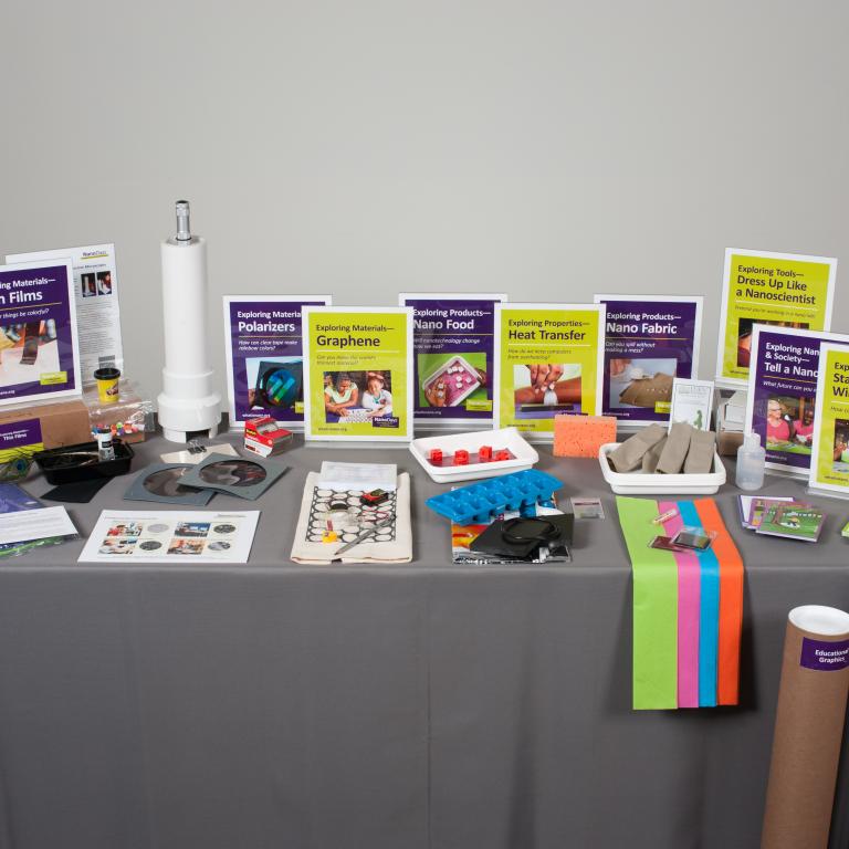 Kit components for NanoDays kit including signs posters and activity materials