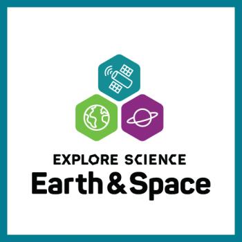 Earth and Space logo square with teal border