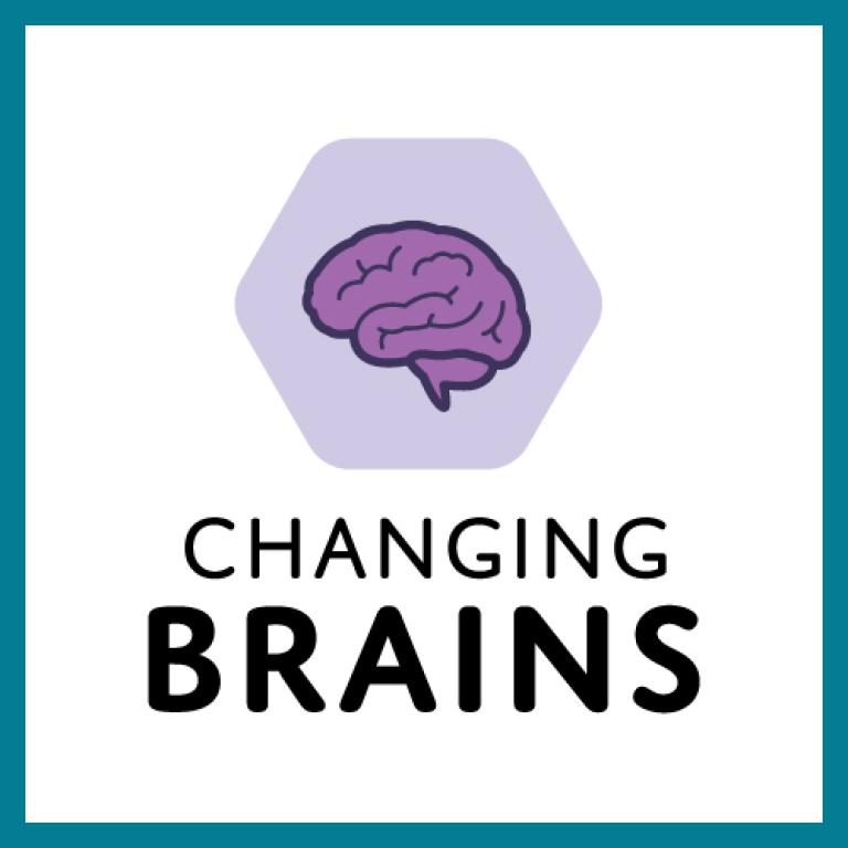 Changing brains project logo in teal square