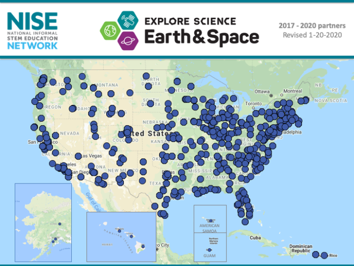United States mapping showing distribution of Earth & Space toolkits