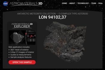 скриншот программы просмотра метеоритов astromaterials
