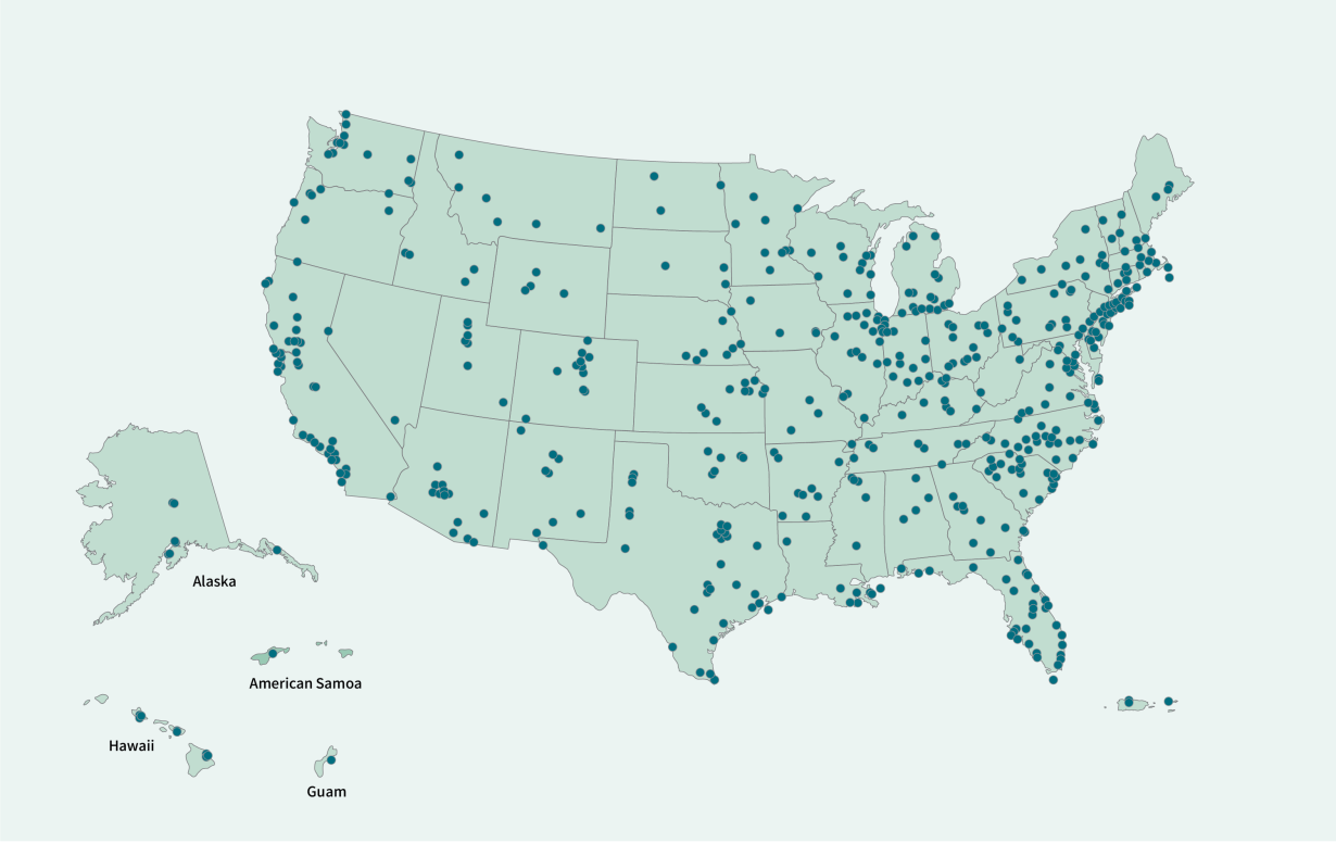 NISE Network partner map 2022 indicated by dots throughout the United States