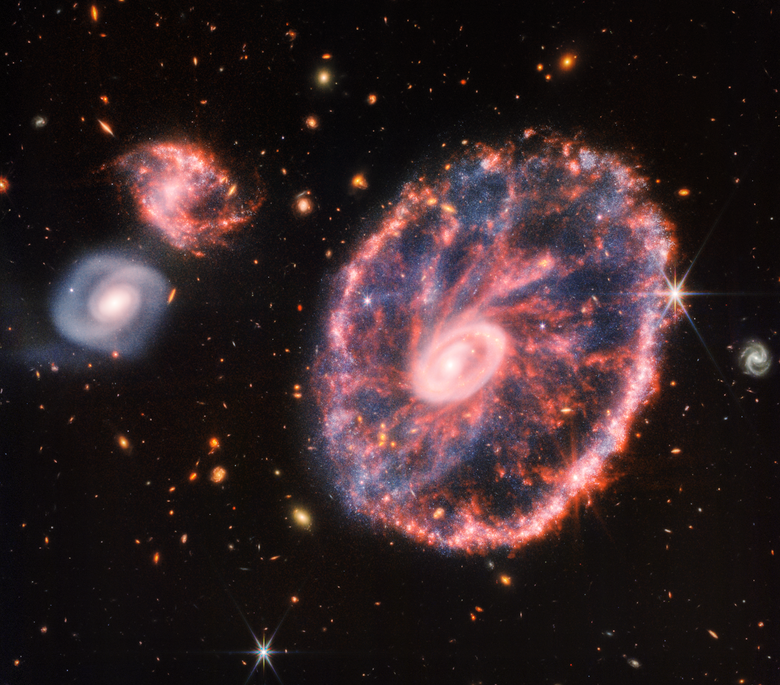 Webb Cartwheel Galaxy NIRCam and MIRI Composite Image from the James Webb Space Telescope credits- NASA, ESA, CSA, STScI, Webb ERO Production Team August 2022