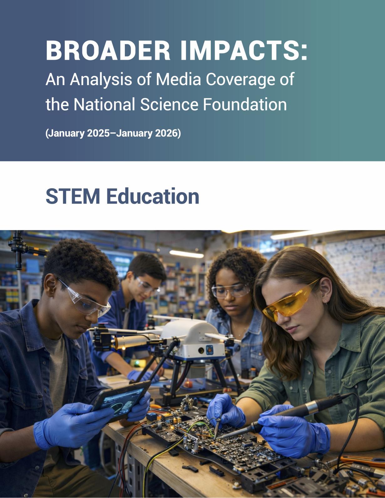 NSF 75th anniversary report cover Stem Education - An Analysis of Media Coverage of the National Science Foundation February 2026 by the Study Group