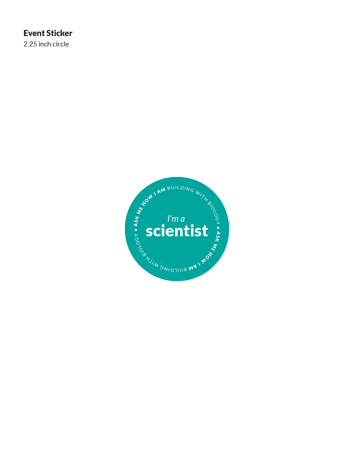 circular blue sticker labeled "I'm a scientist"