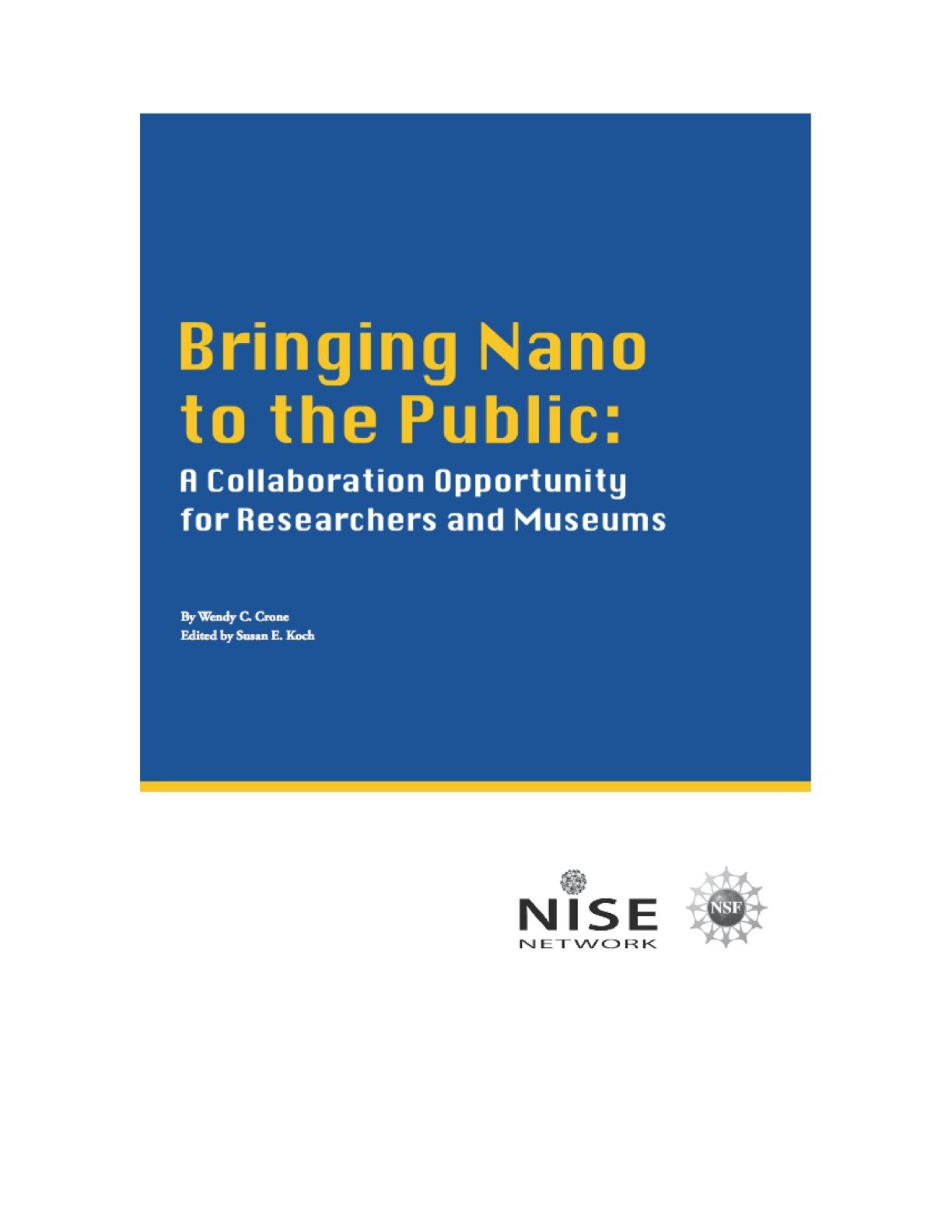 Photo of the cover for the Bringing Nano to the Public: A Collaboration Opportunity for Researchers and Museums guide