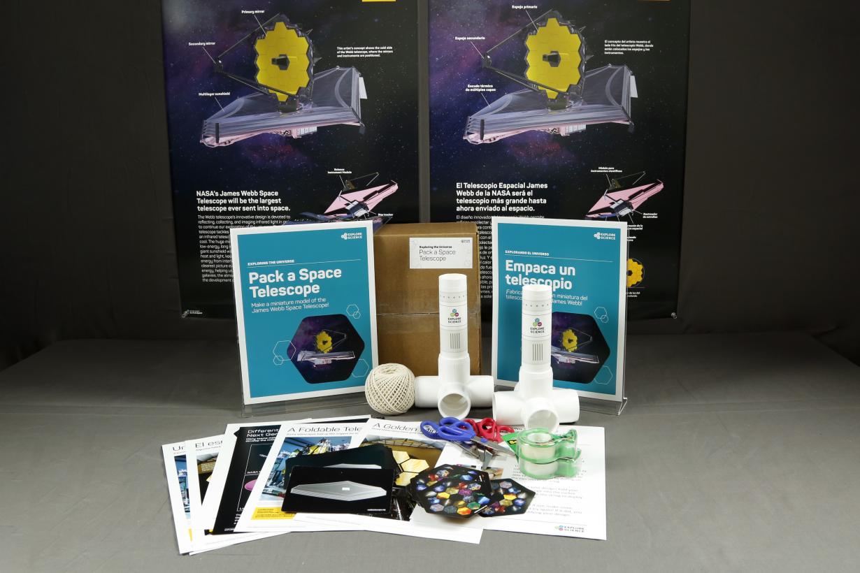 Photo of the materials in Pack a Space Telescope
