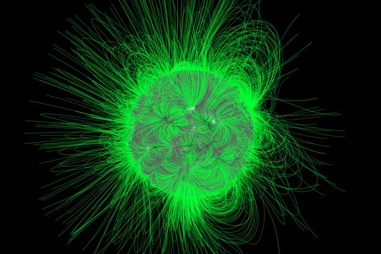 A model of the intense magnetic fields around the Sun