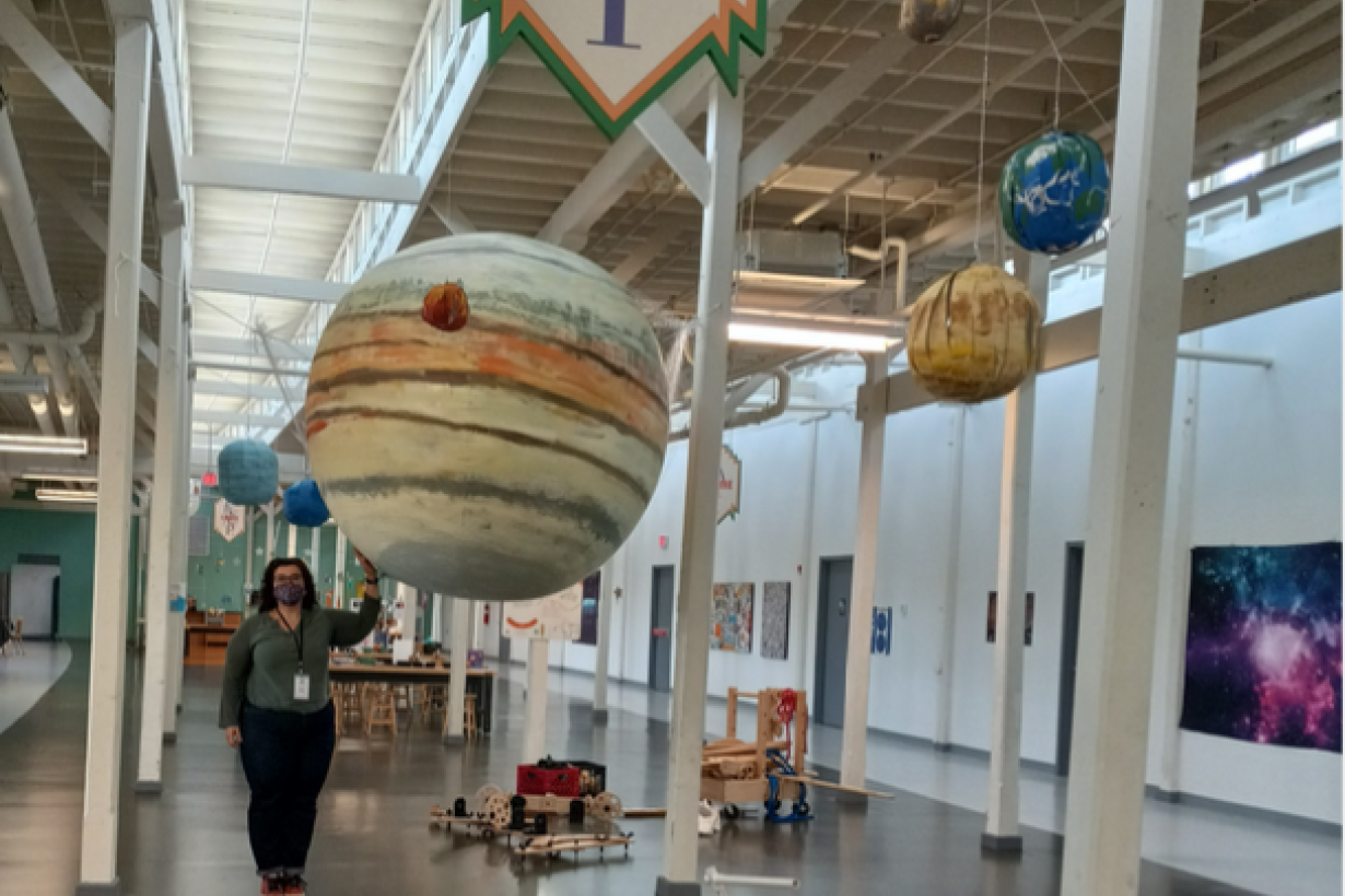 Westchester Childrens Museum Planets Solar System model hanging from ceiling