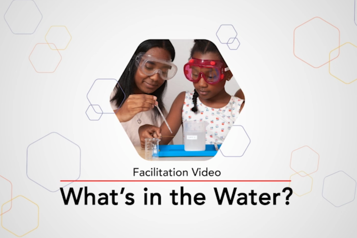 Screenshot of an opening slide for a video featuring two learners testing a sample of water