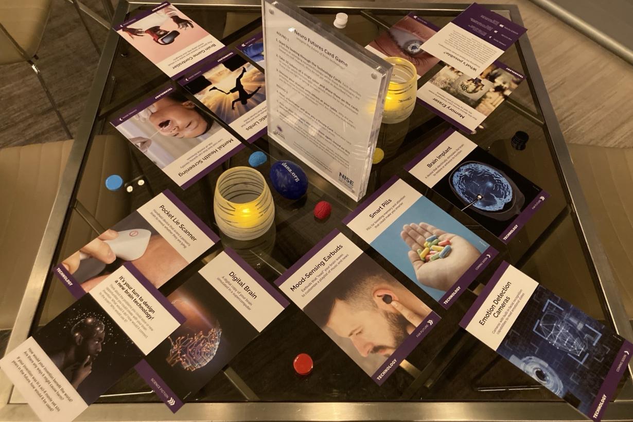 Society for Neuroscience 2023 conference Neuro Futures card game displayed on table