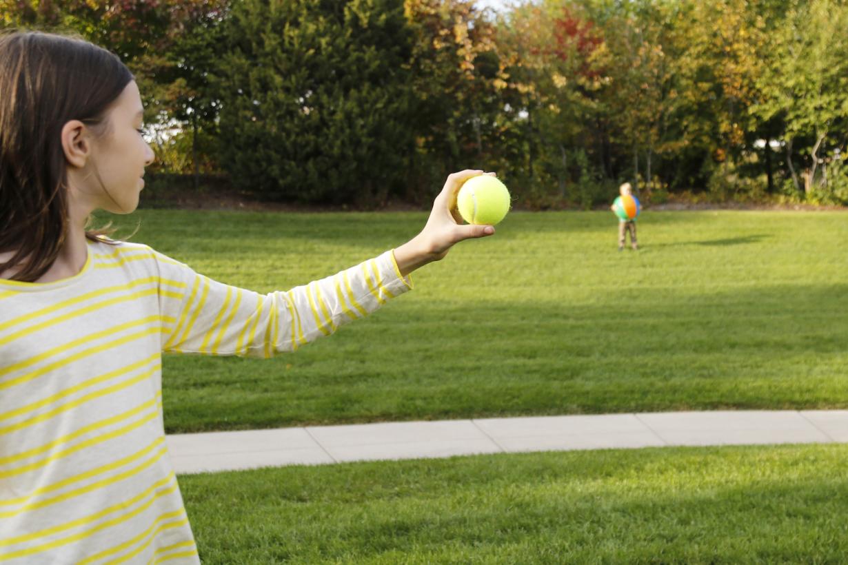 Big Sun Small Moon activity with children explores the concept of apparent size and allows visitors to experience this phenomena using familiar objects - a tennis ball and a beach ball