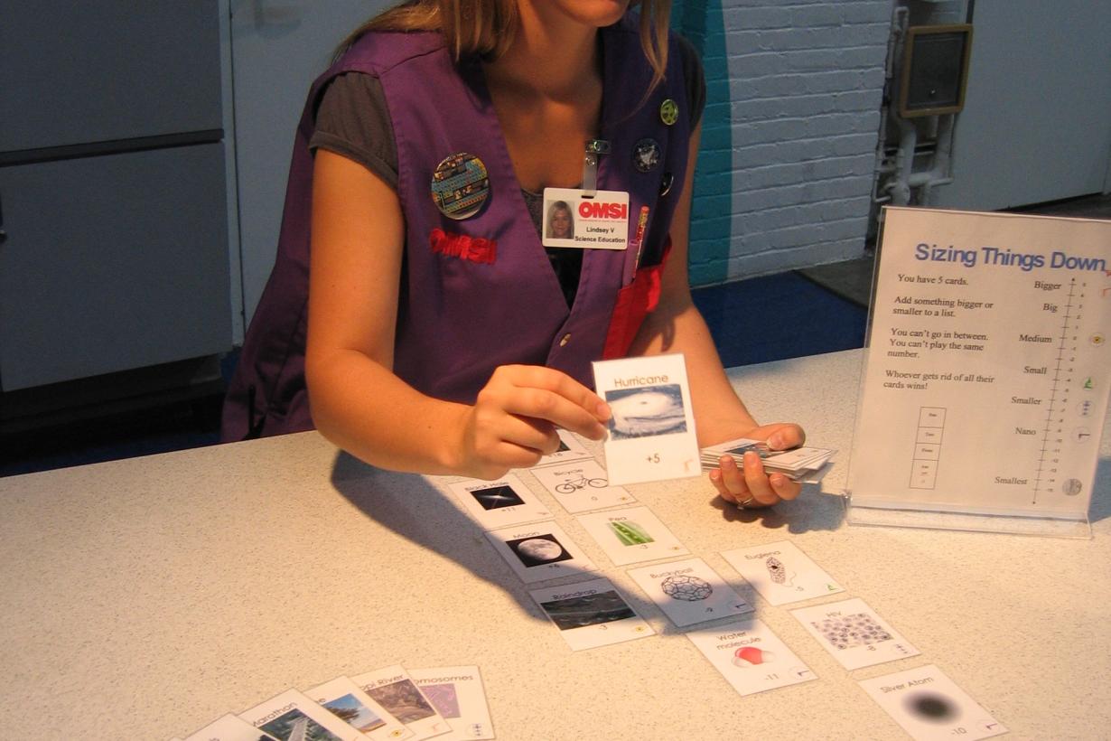 Facilitator with Sizing Things Down card game