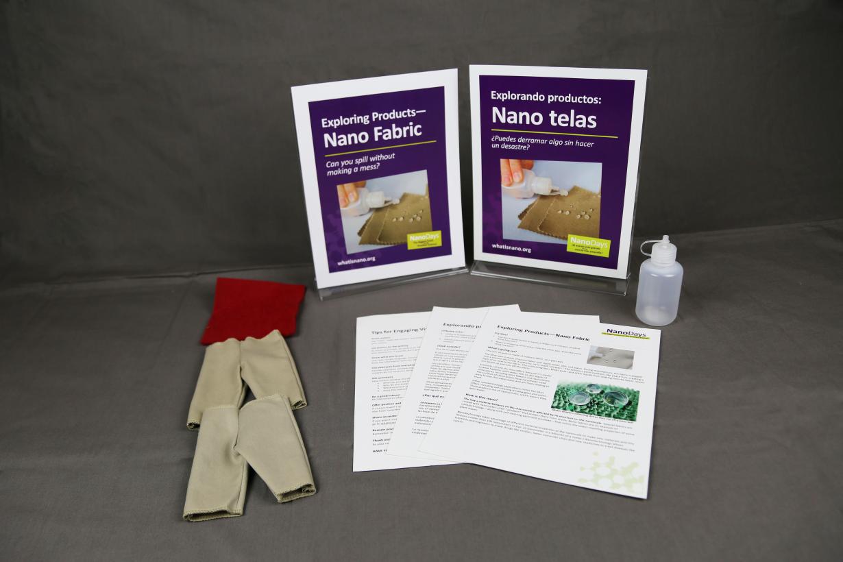 Exploring Products - Nano Fabrics acitivty components including signs, guides, and nano pants