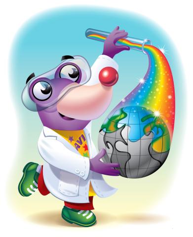 National Chemistry Week 2015 logo - avi mole with rainbow test-tube