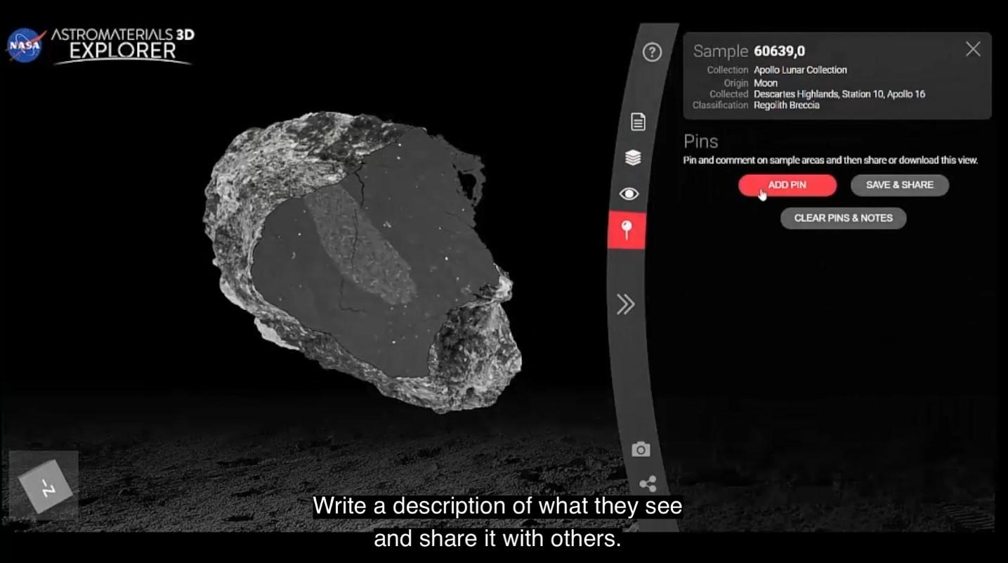 screenshot of Astromateirals analysis screen