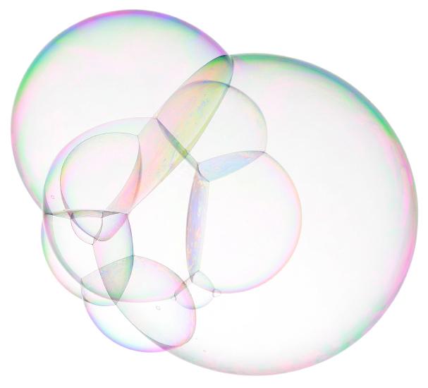 photo of soapy bubbles collecting onto themselves