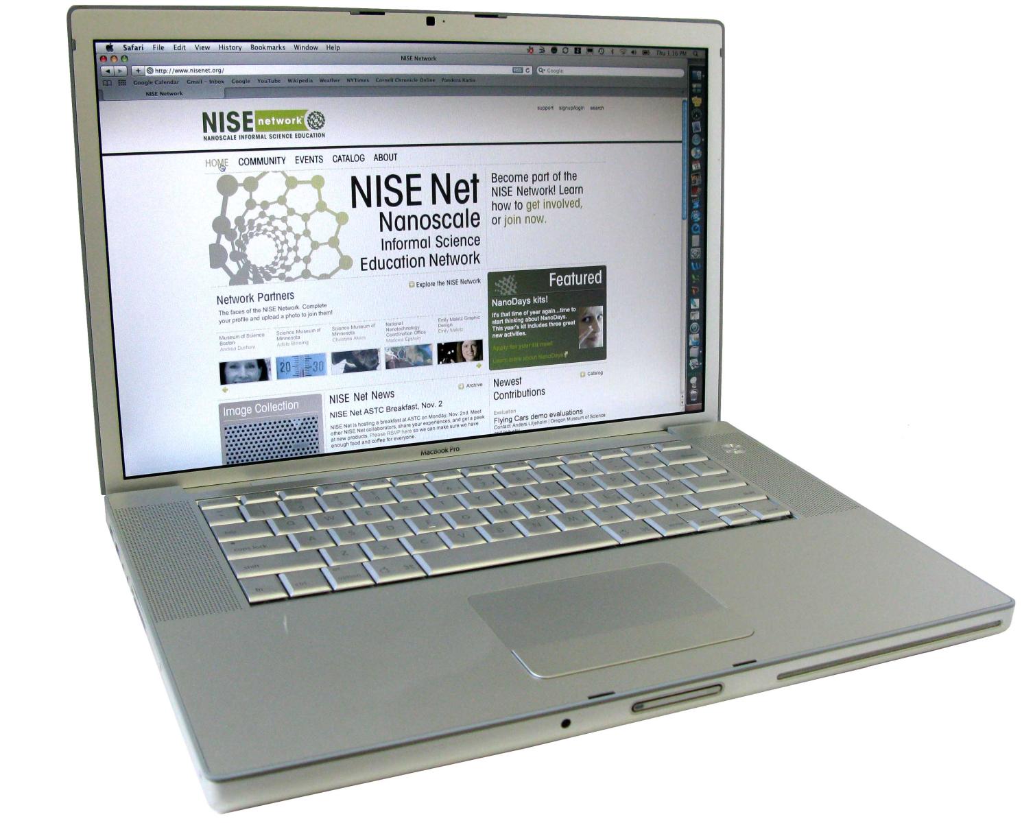 laptop screen showing a NISE Net webpage.