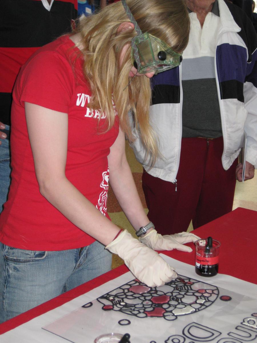 Learner making stained glass