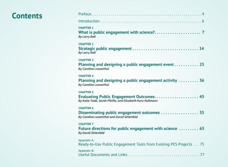 Building with Biology Public Engagement with Science Guide table of contents