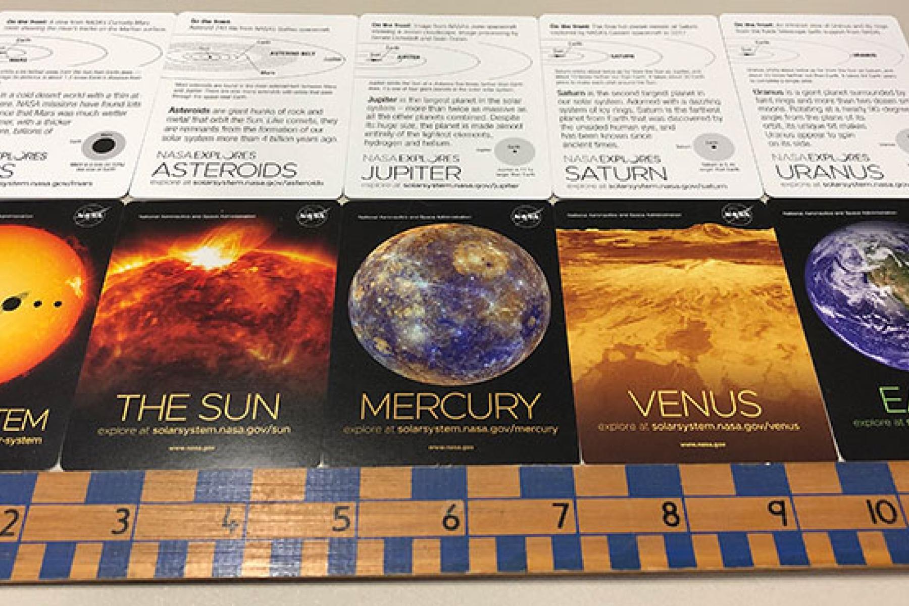 a layout of NASA Solar System Trading Cards credit NASA