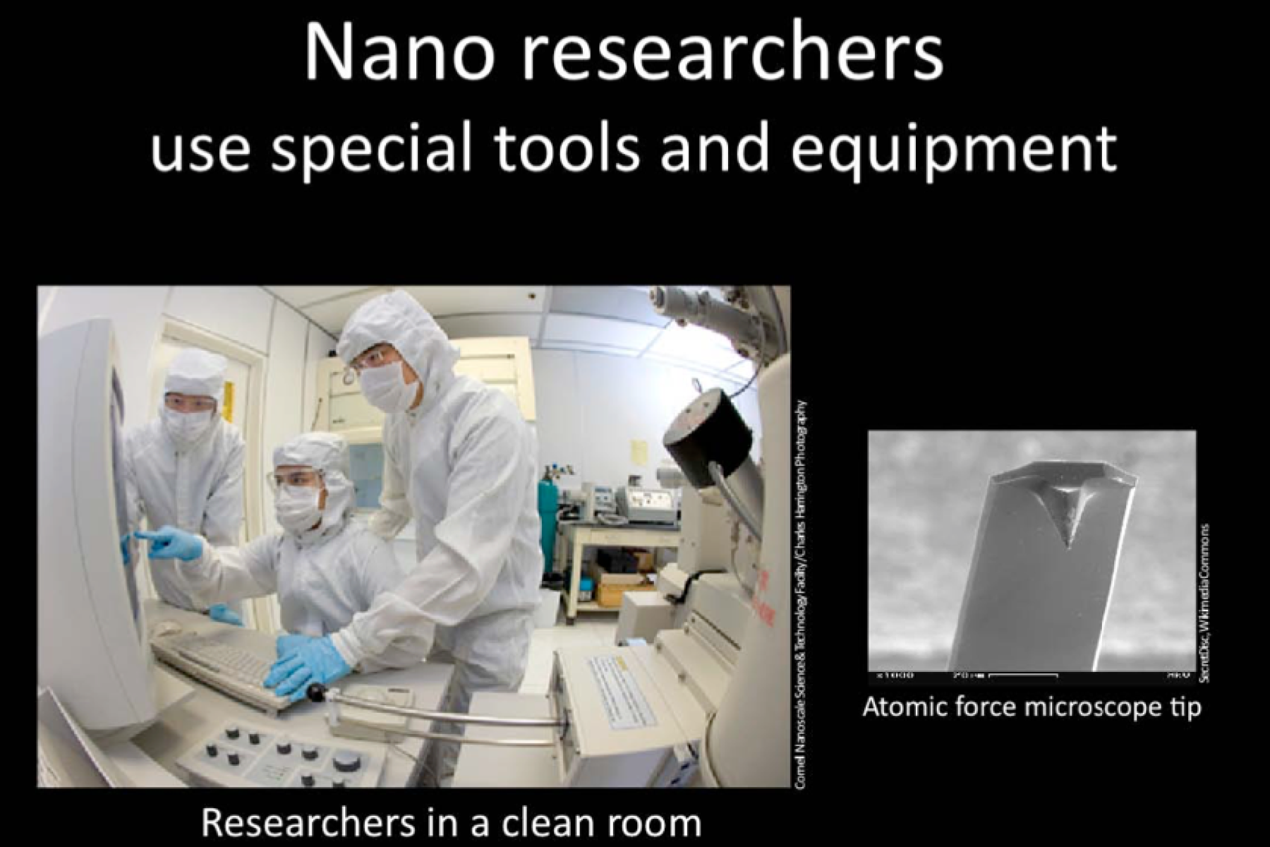 Nano 101 slide presentation showing how scientists use special tools
