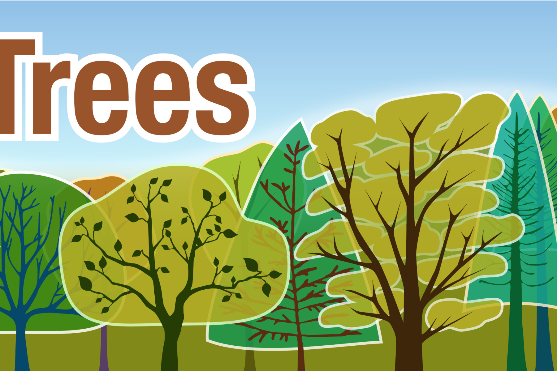 Globe App Trees icon with illustrations of trees