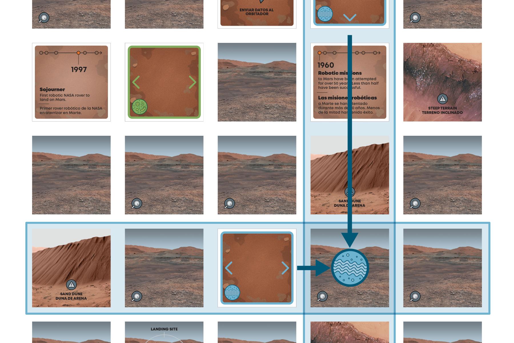 Mars rover board game graphic illustrations