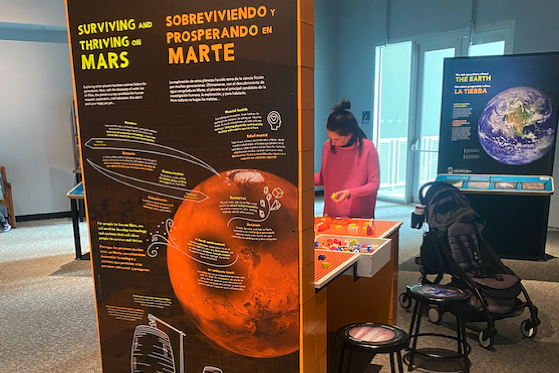 Build a Human Habitat on Mars Exhibit, View of the Intro Graphic on the Back of the Table