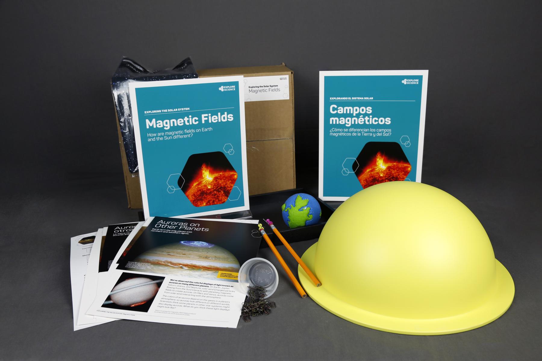 Photo of the various materials in the Magnetic Fields kit