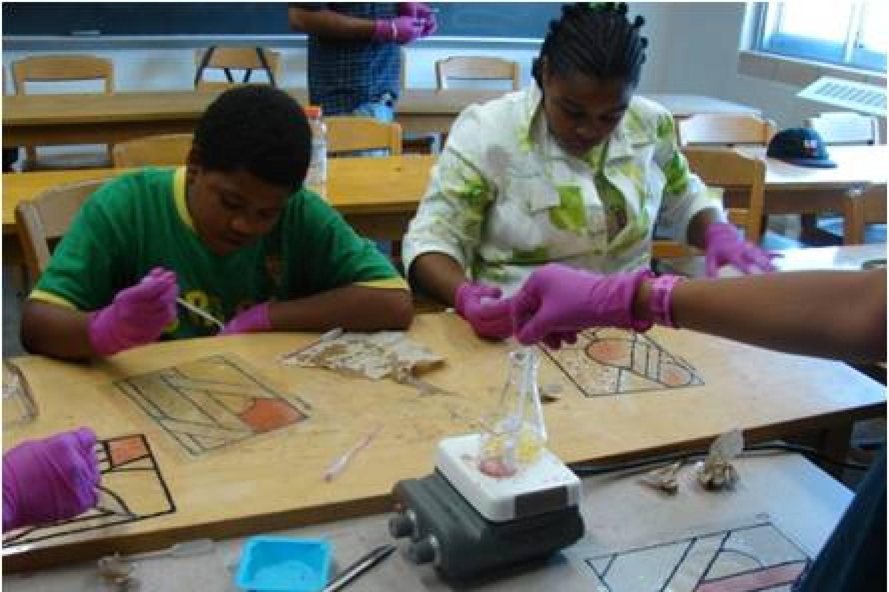 Students work on making their own version of stained glass