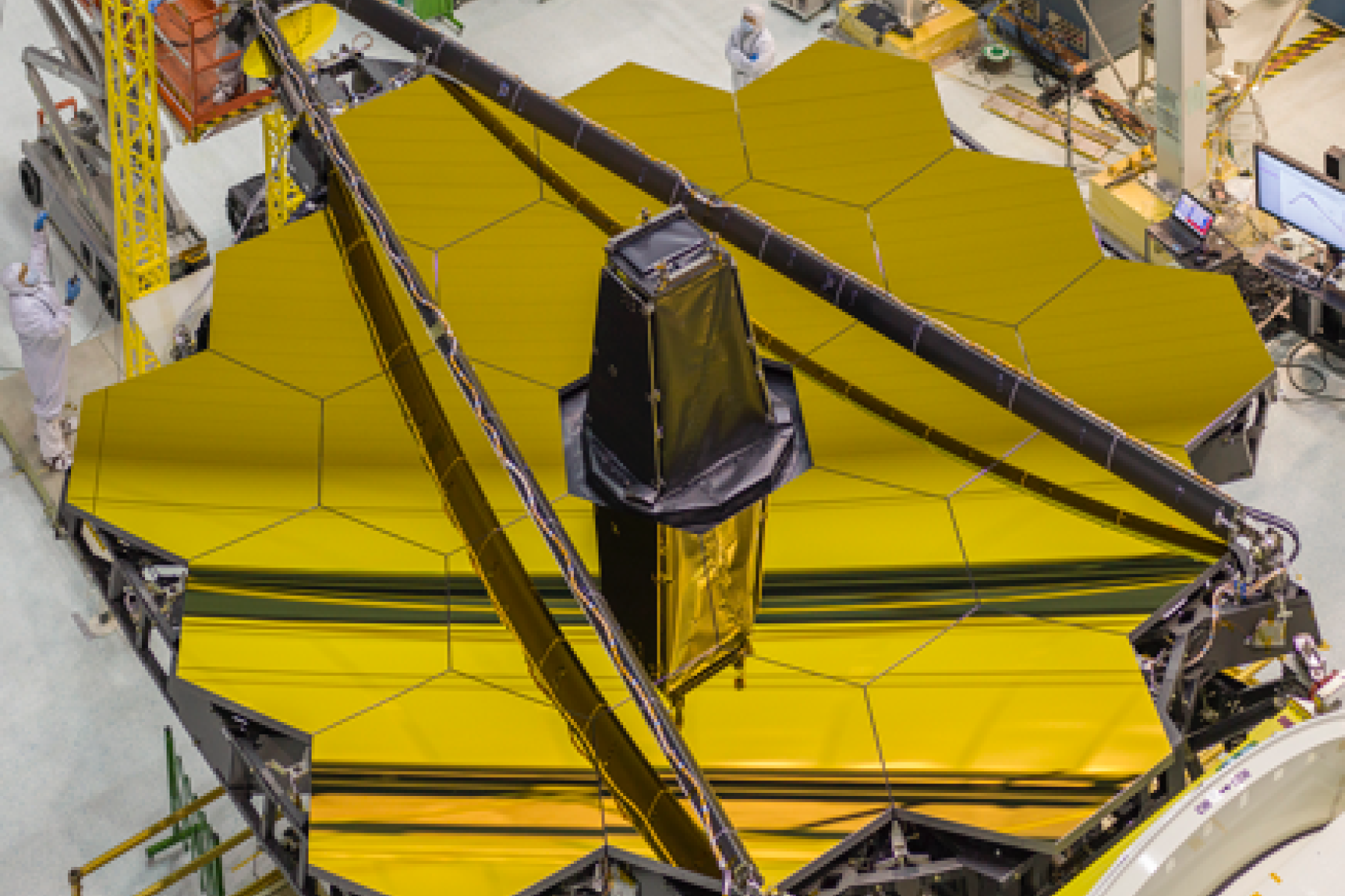 NASA image of some of the mirrors of the JamesWebb Space Telescope