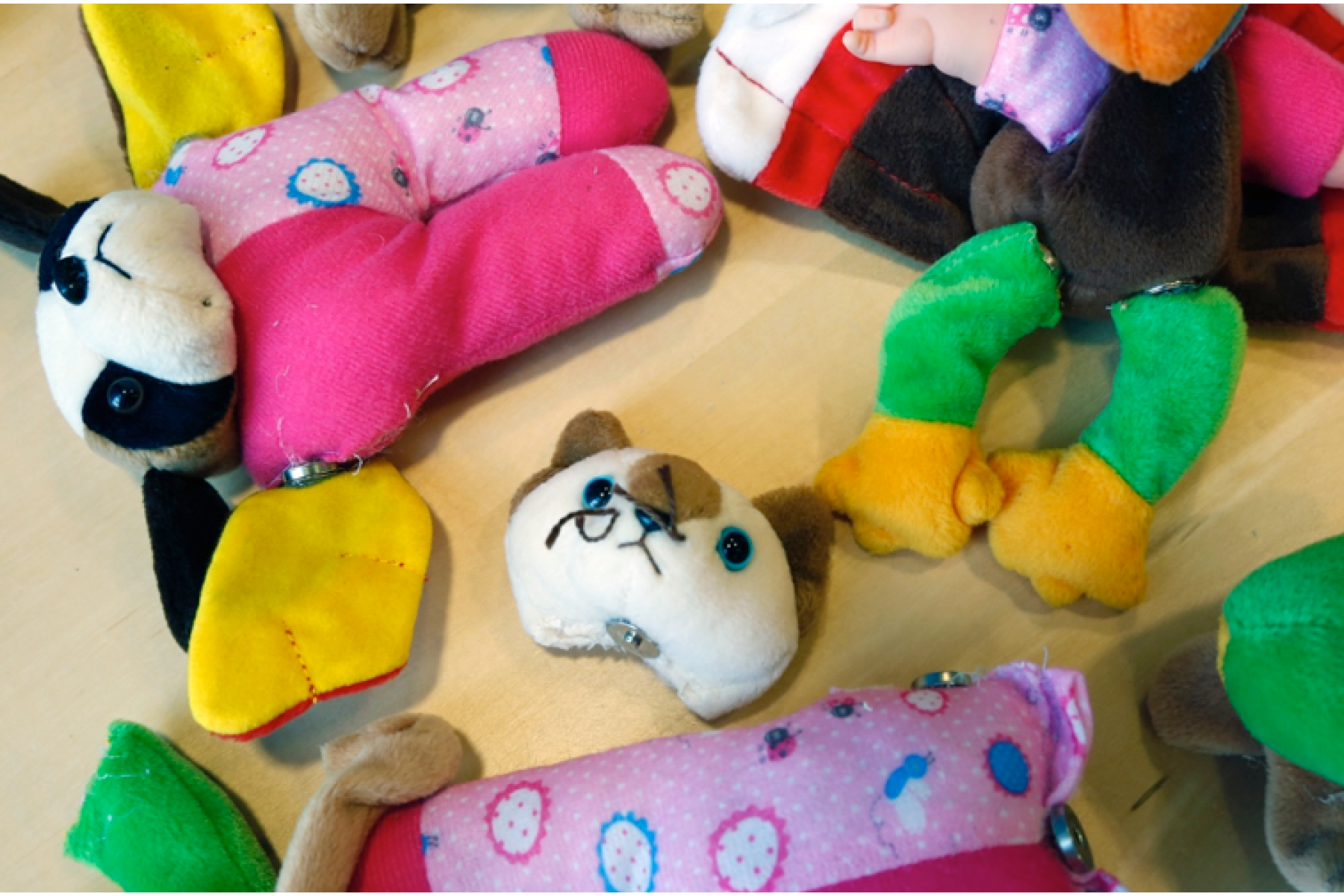 Pieces of mismatched plush toy parts