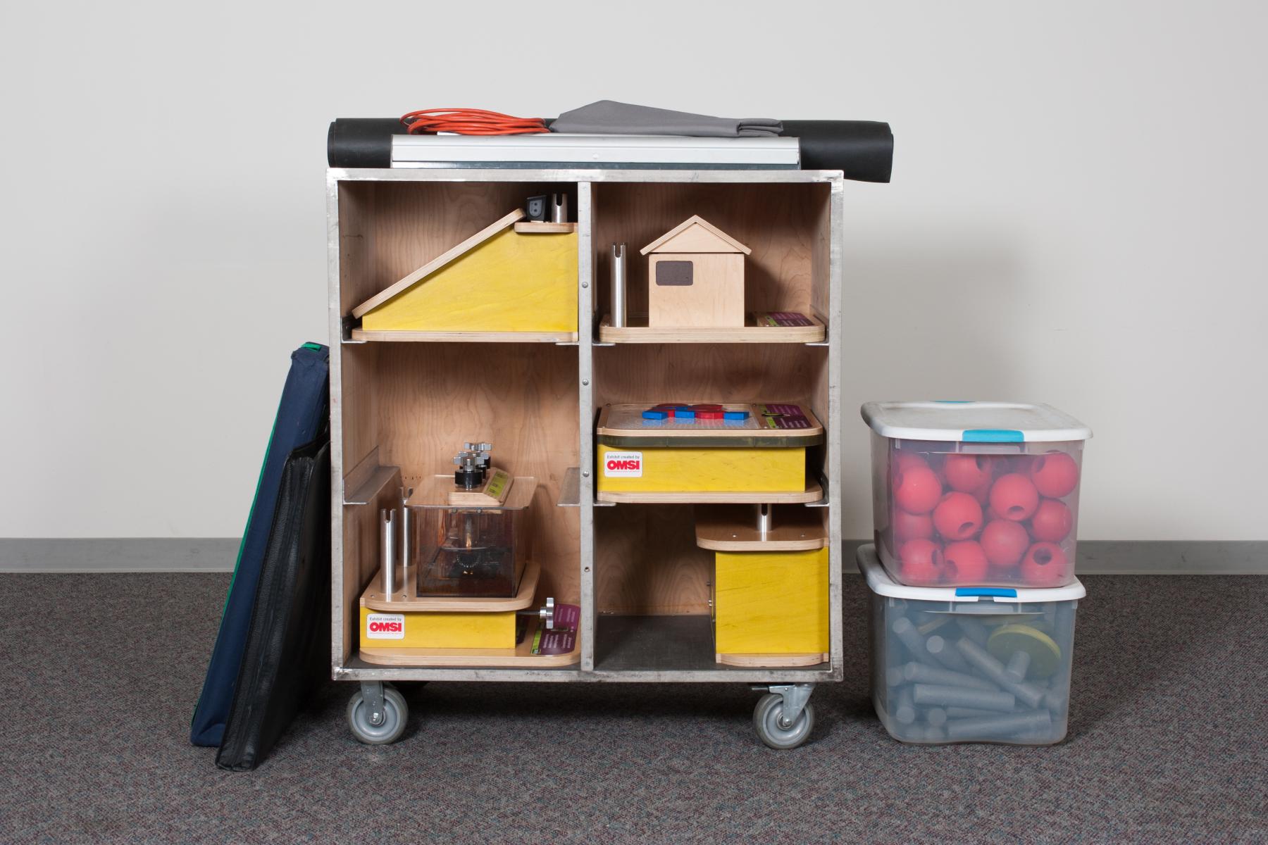 Table cart with activity components sorted away