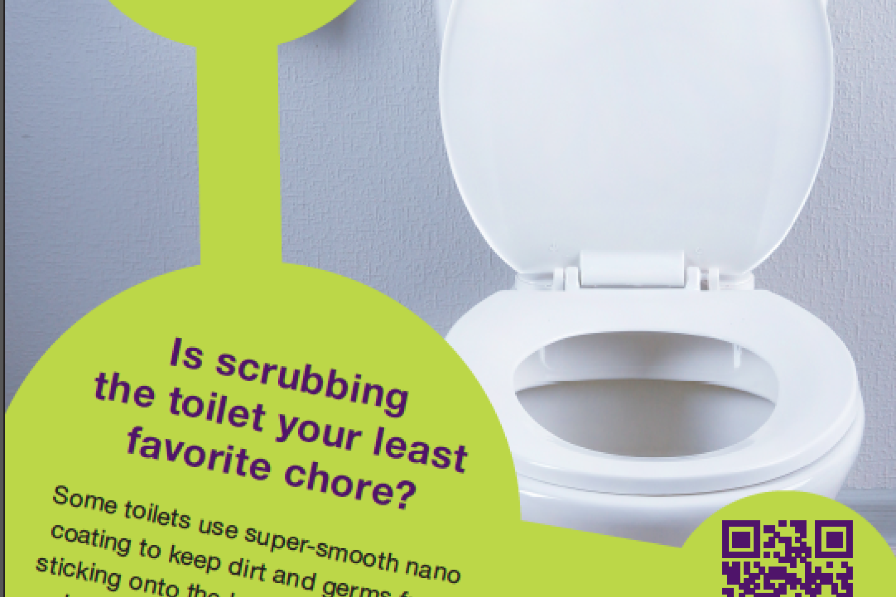 A poster of a toilet depicting nano science technology that can help clean surfaces