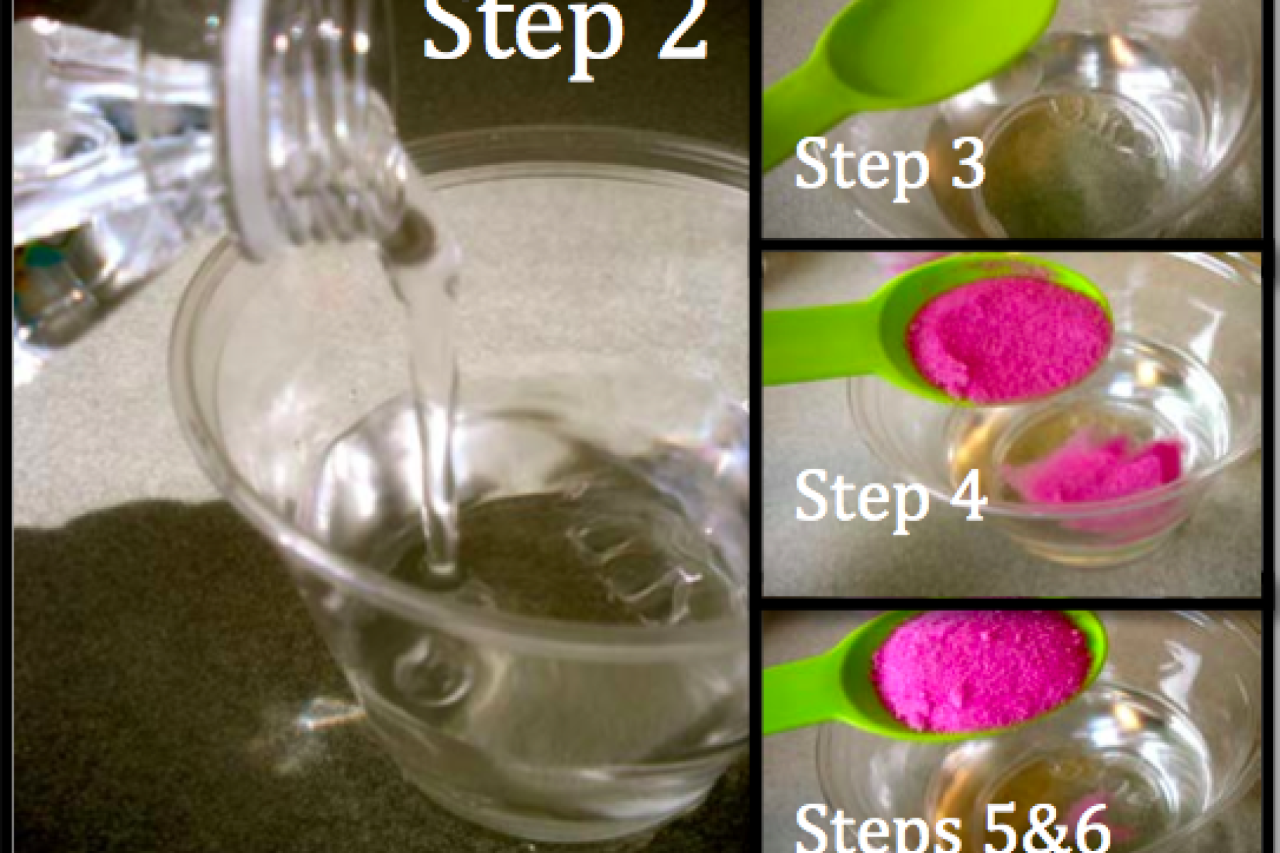 step-by-step photos of water and nanosand